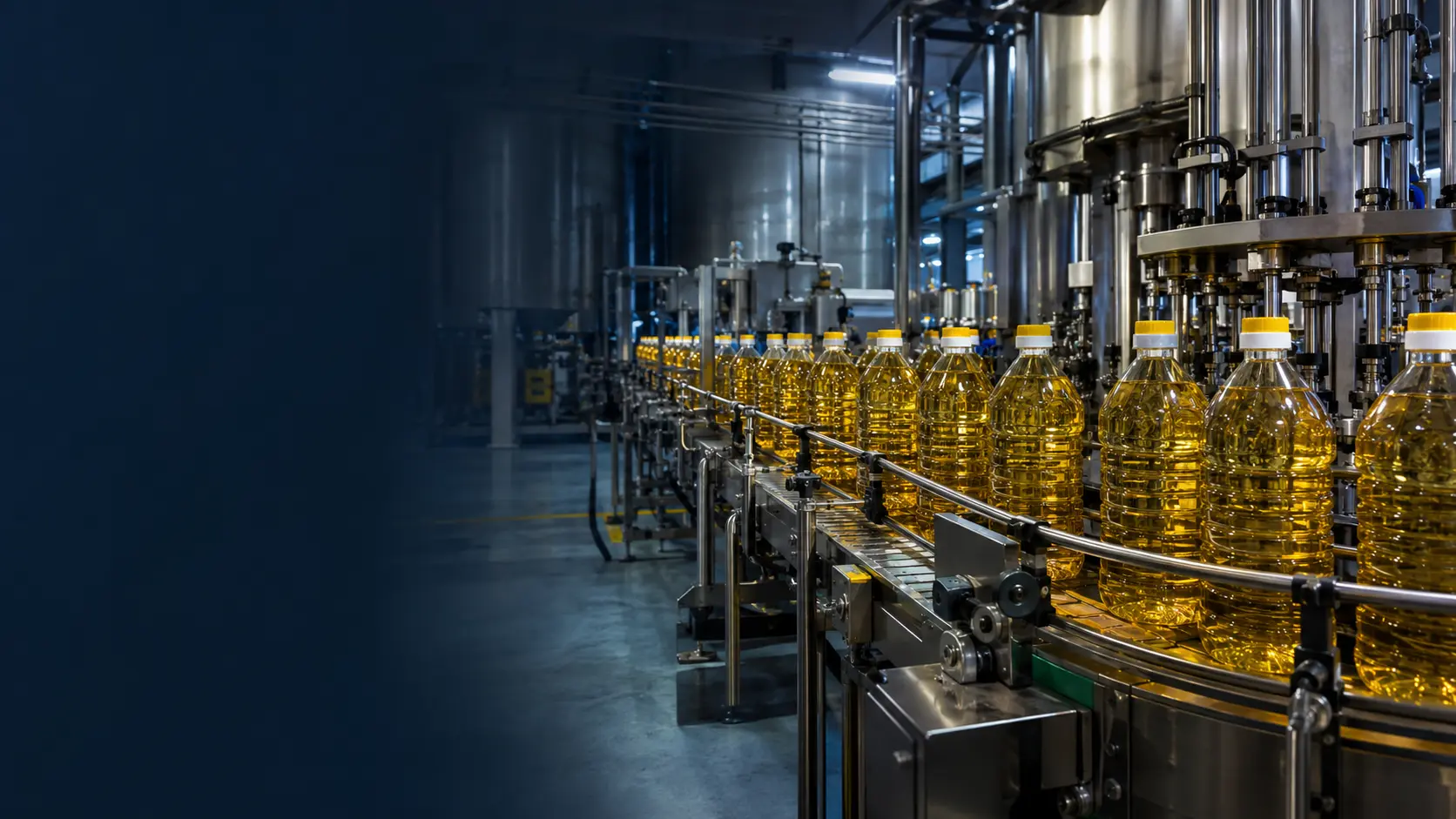 Modern edible-oil filling, bottling and packaging line