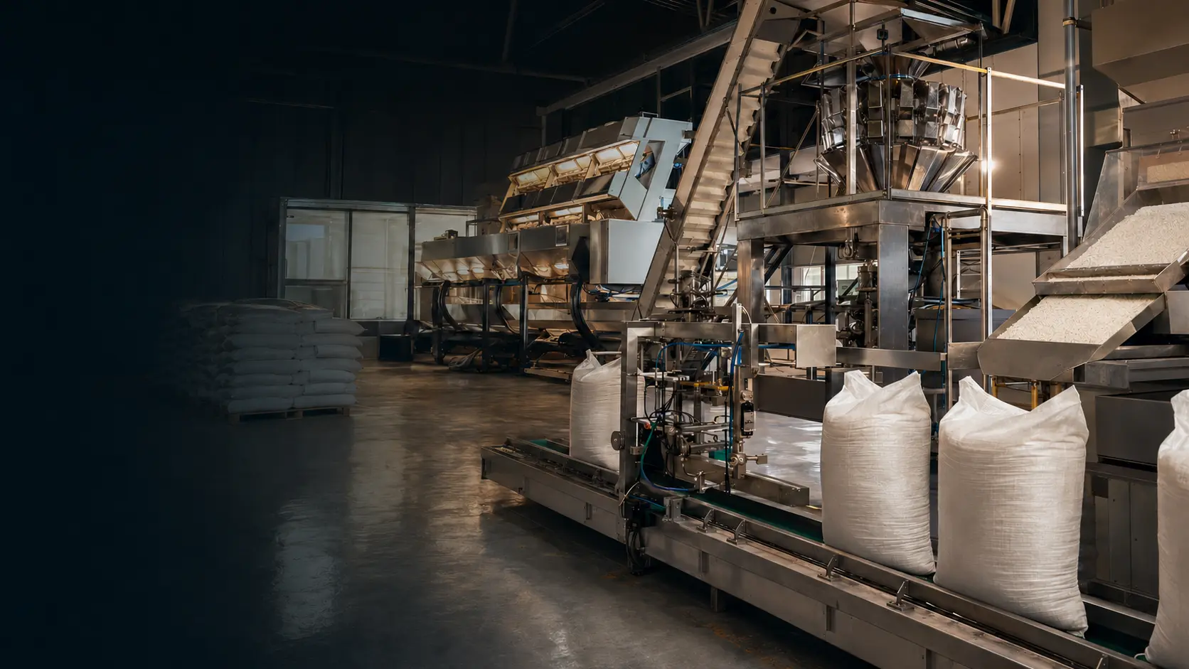Modern rice purification, optical sorting and packaging line